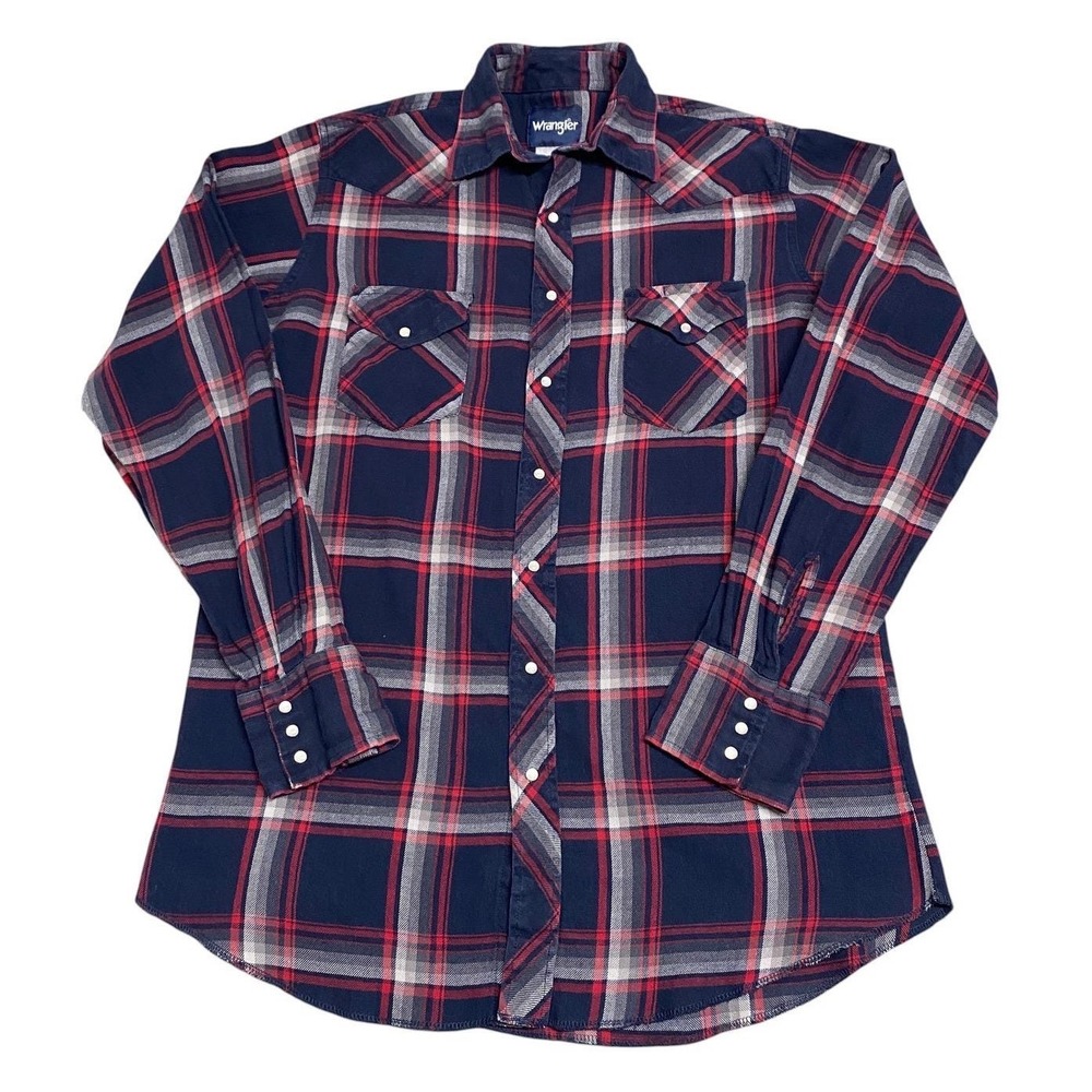 Y2K Wrangler Plaid Pearl Snap Flannel Shirt